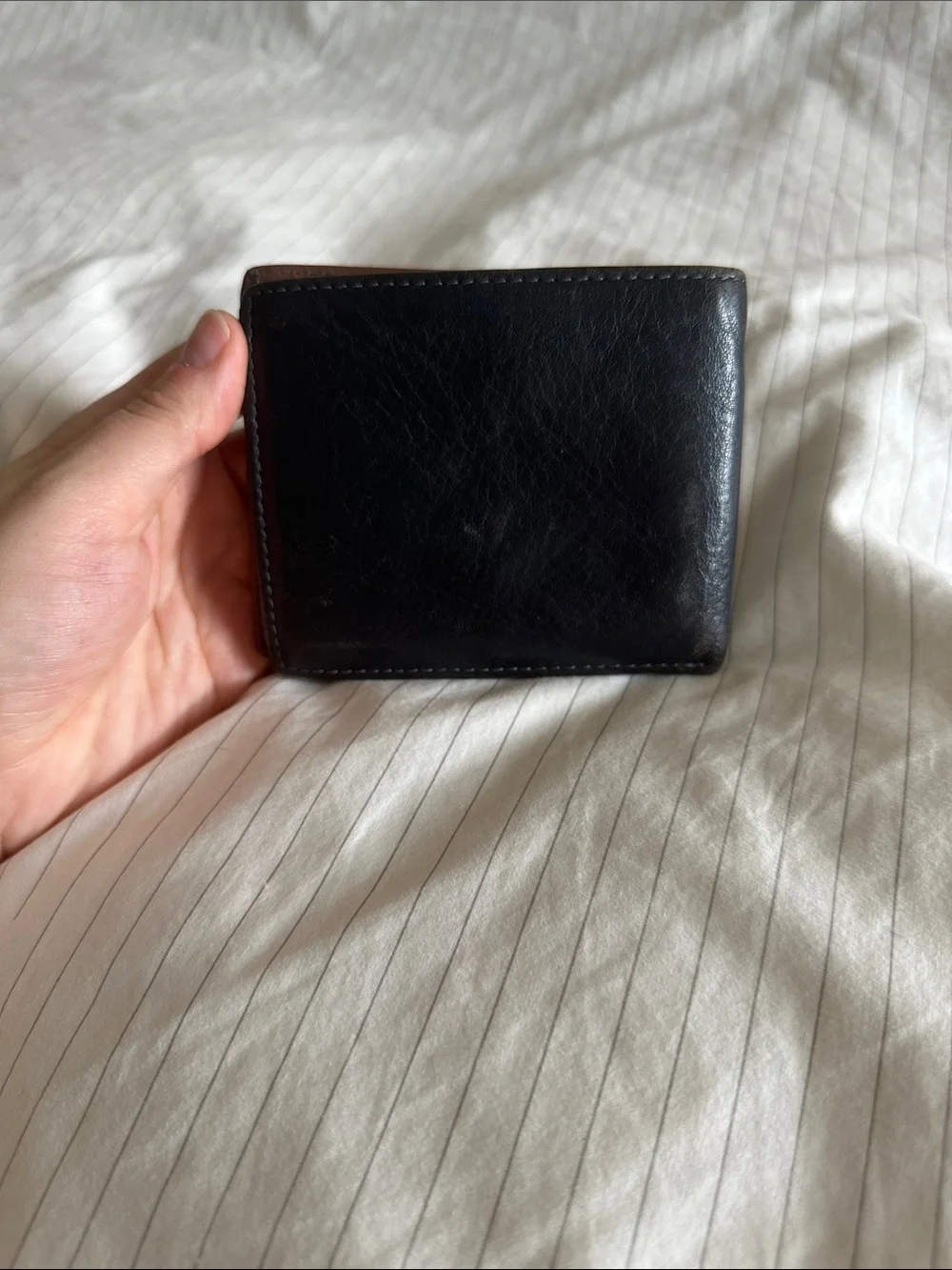 Fossil Brown Leather Wallet with Black Accent Panel